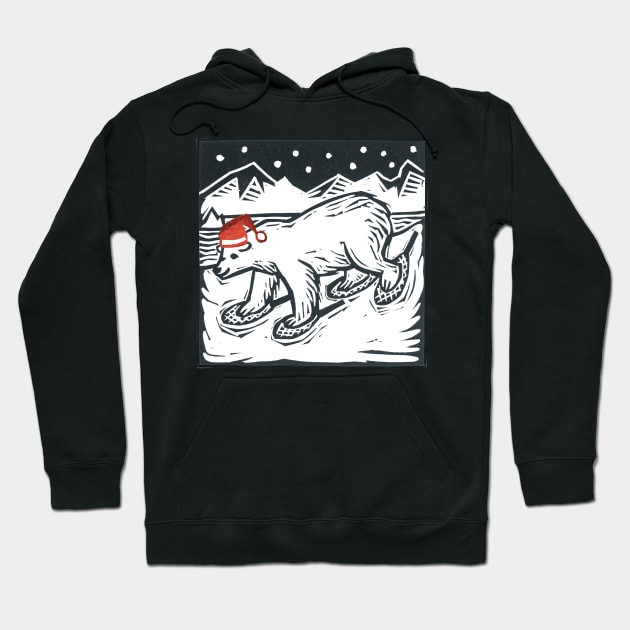 Polar Bear on Snowshoes Hoodie by Sue Todd Illustration